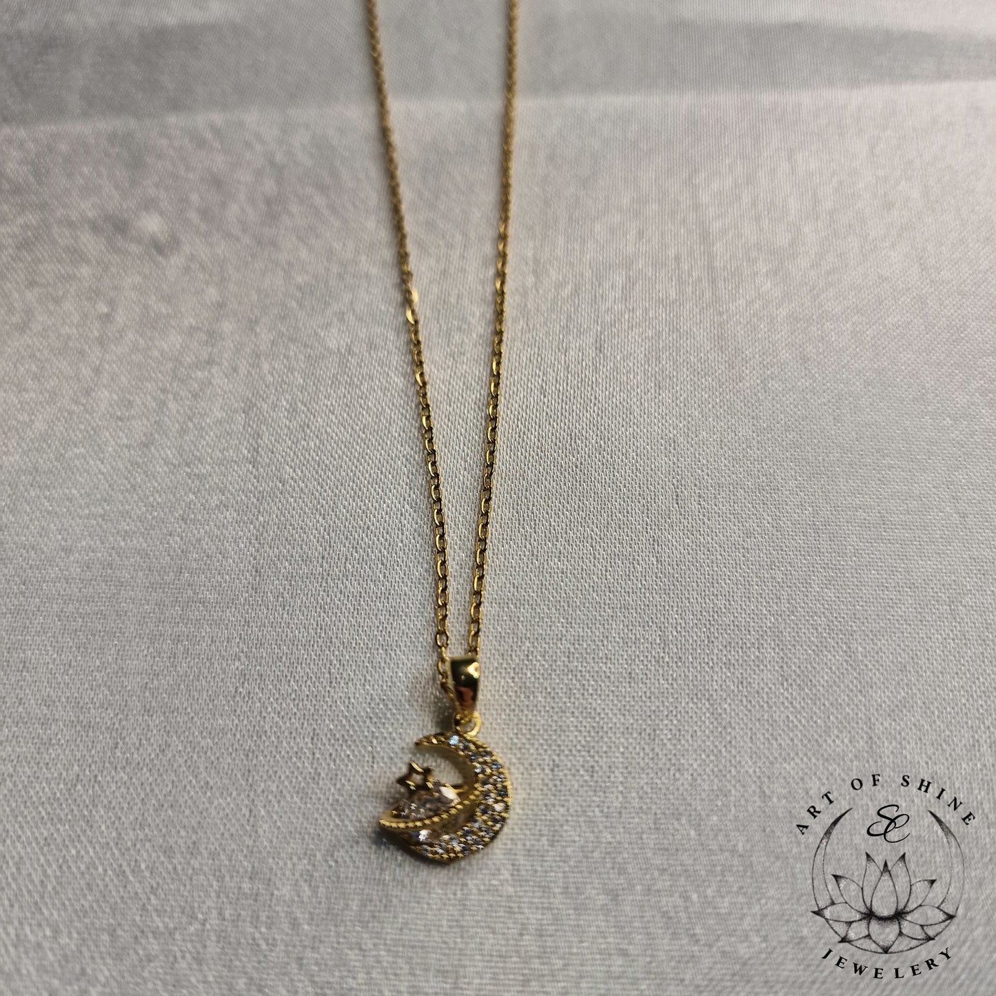 Planet and Star Zircon Necklace