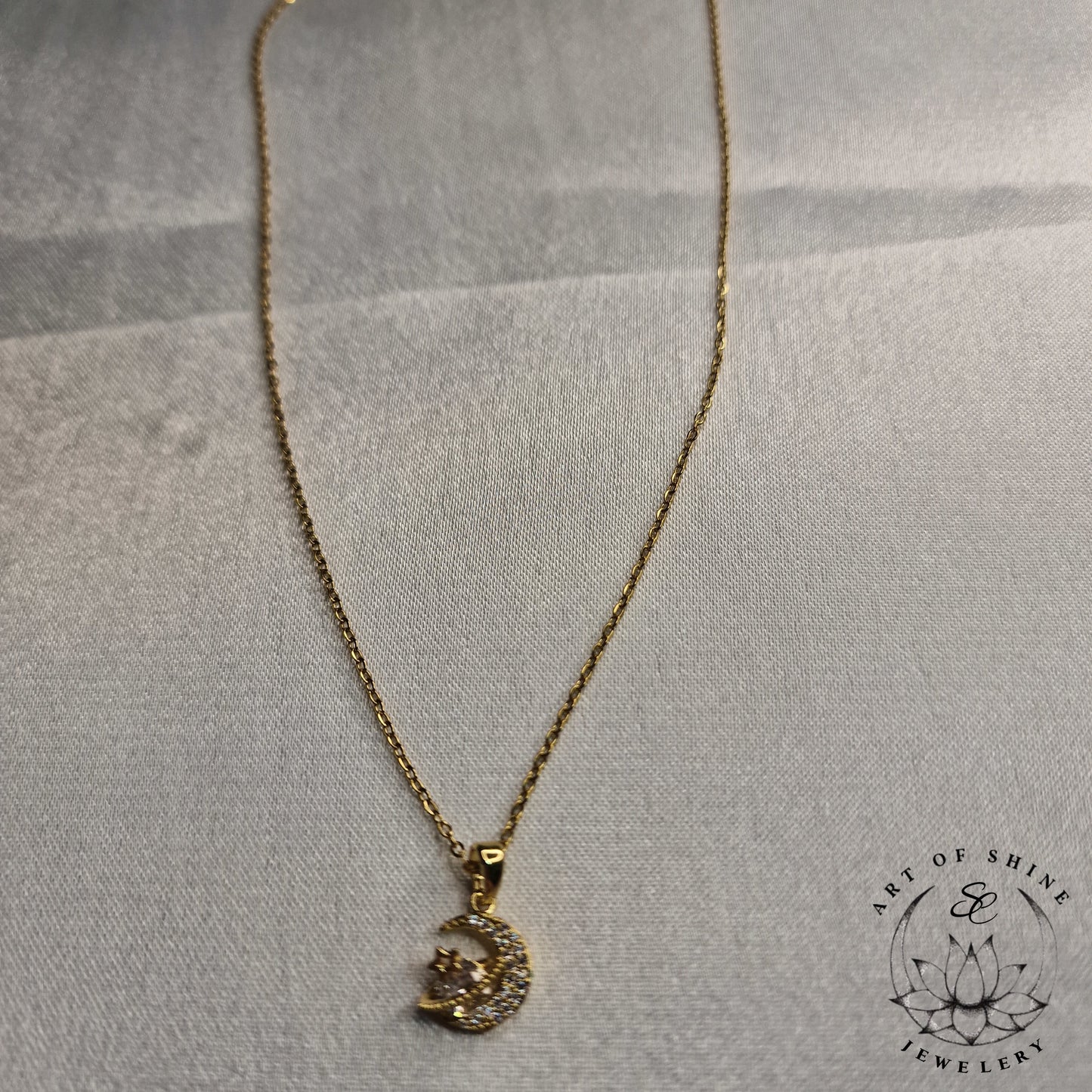 Planet and Star Zircon Necklace