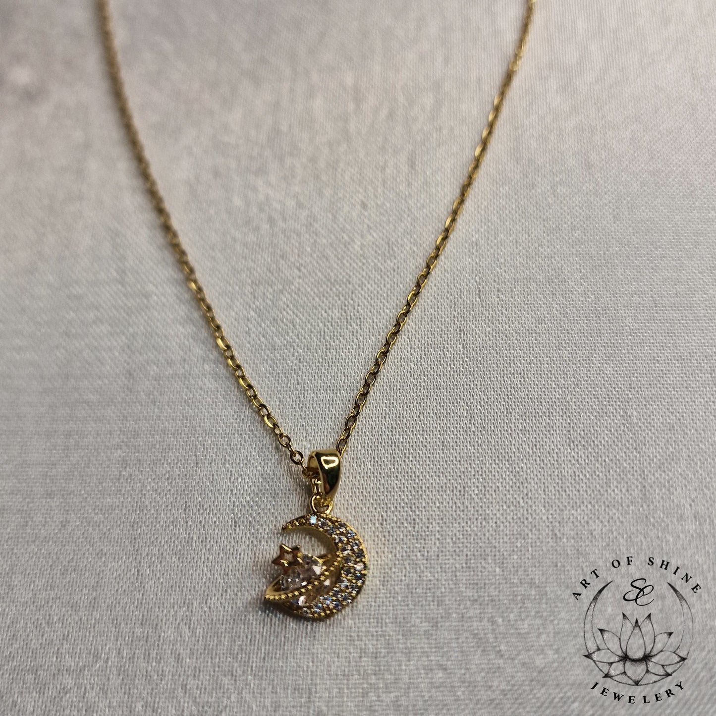 Planet and Star Zircon Necklace