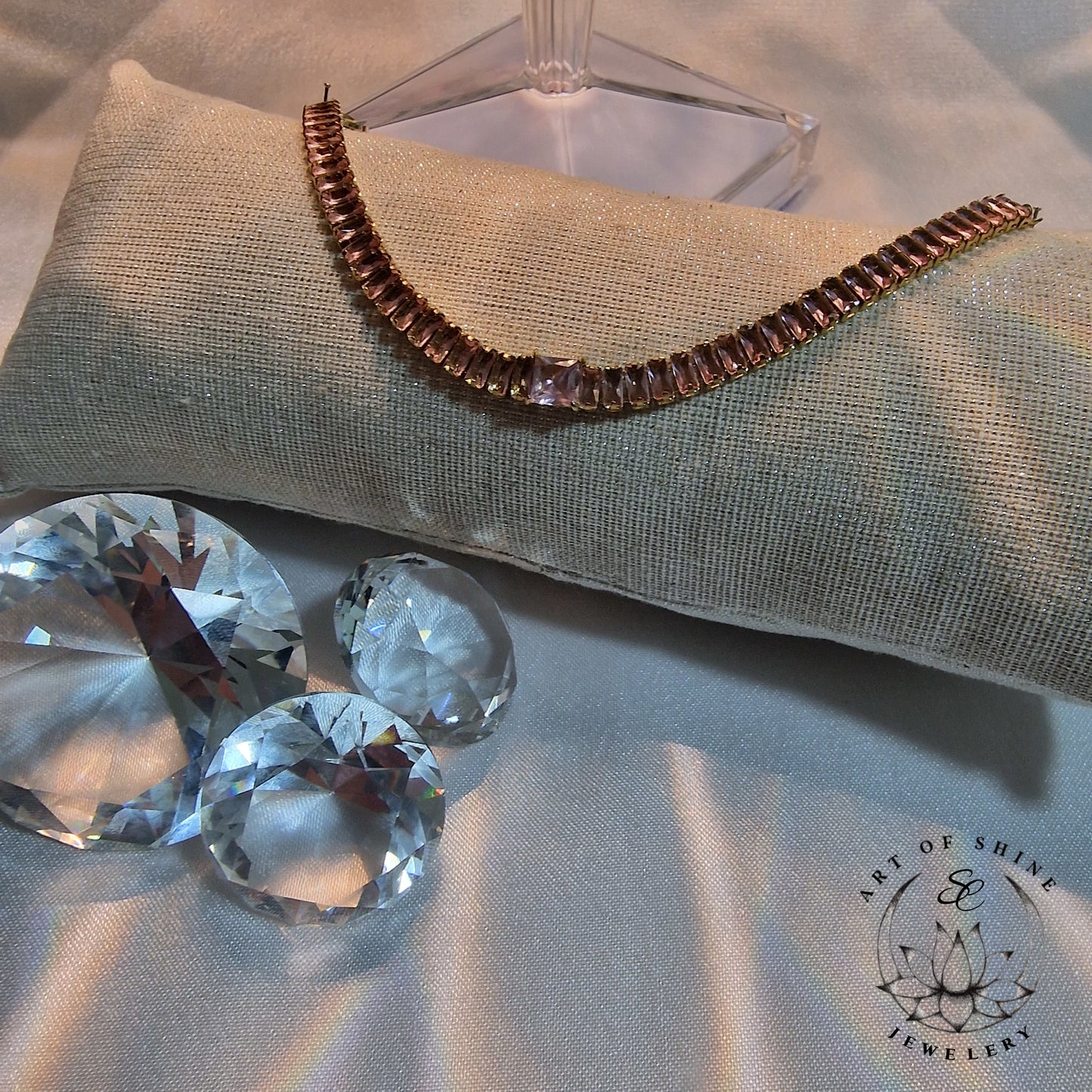Pink Baguette Tennis Bracelet Art of Shine