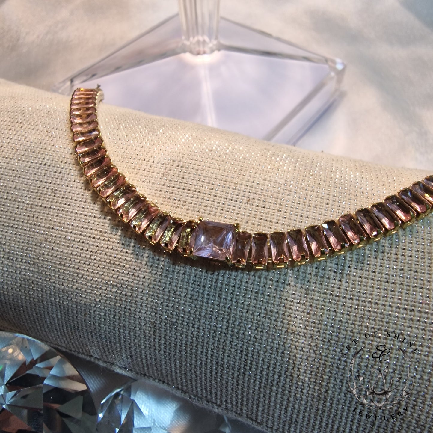 Pink Baguette Tennis Bracelet