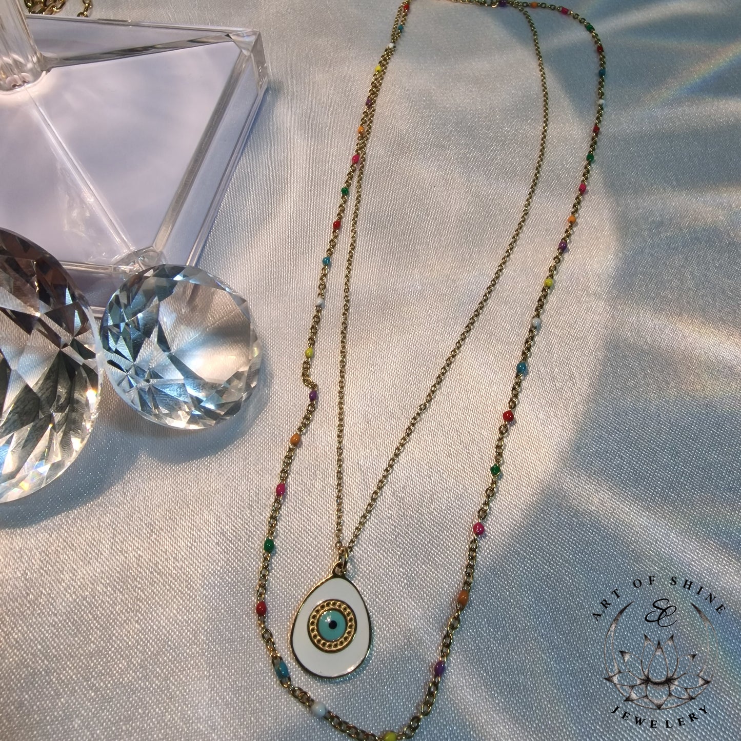 Greek Eye Double-Strand Necklace