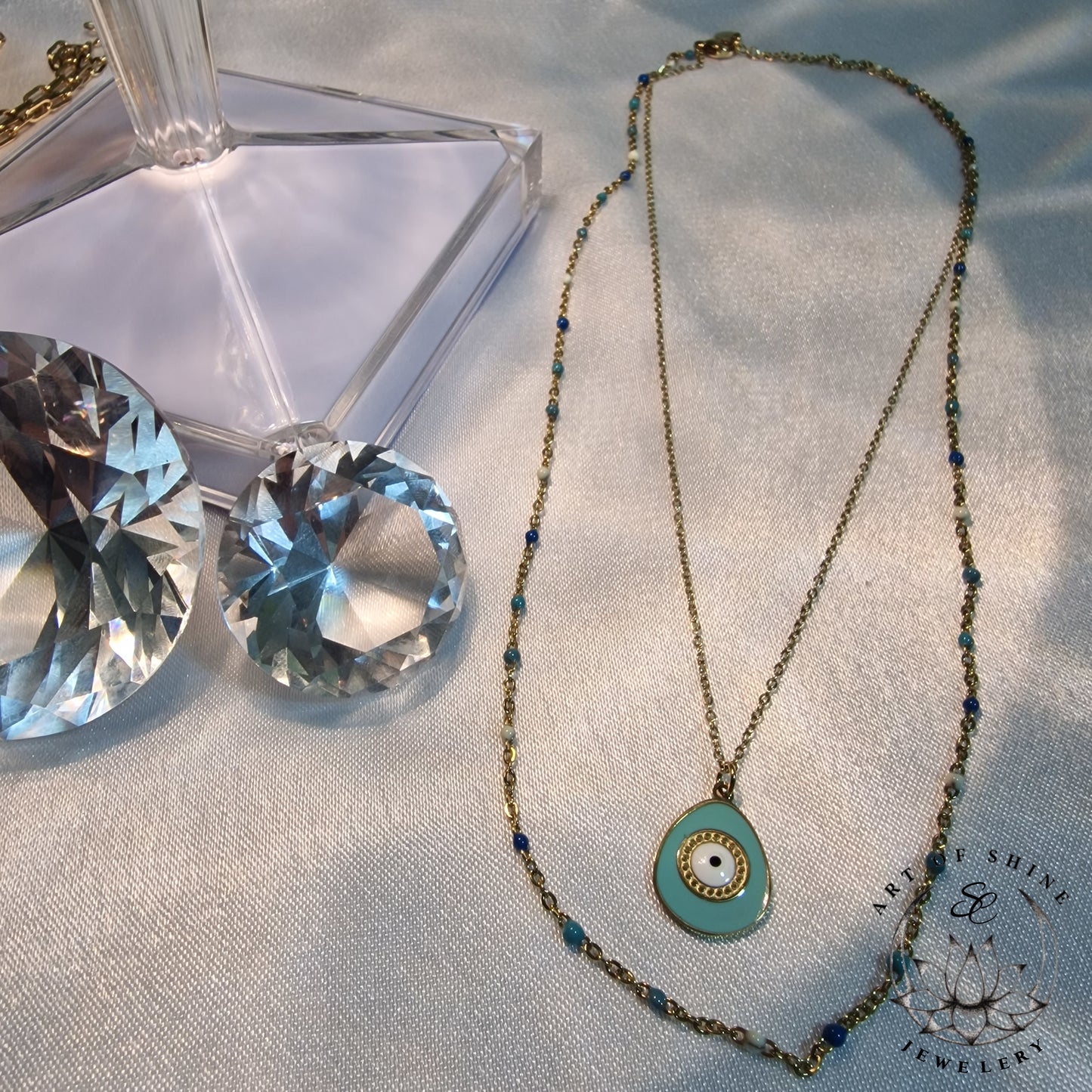 Greek Eye Double-Strand Necklace
