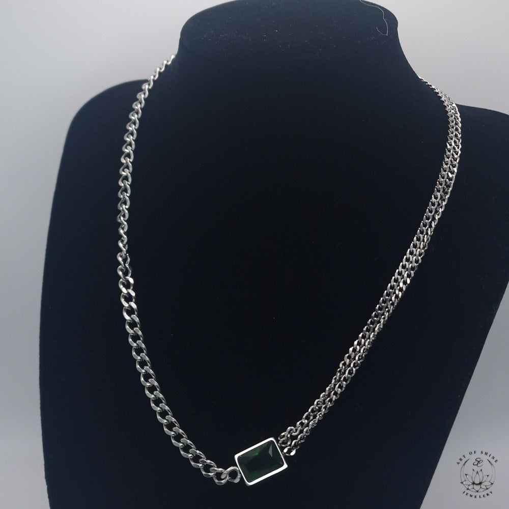 Double Chain Emerald Baguette Chain