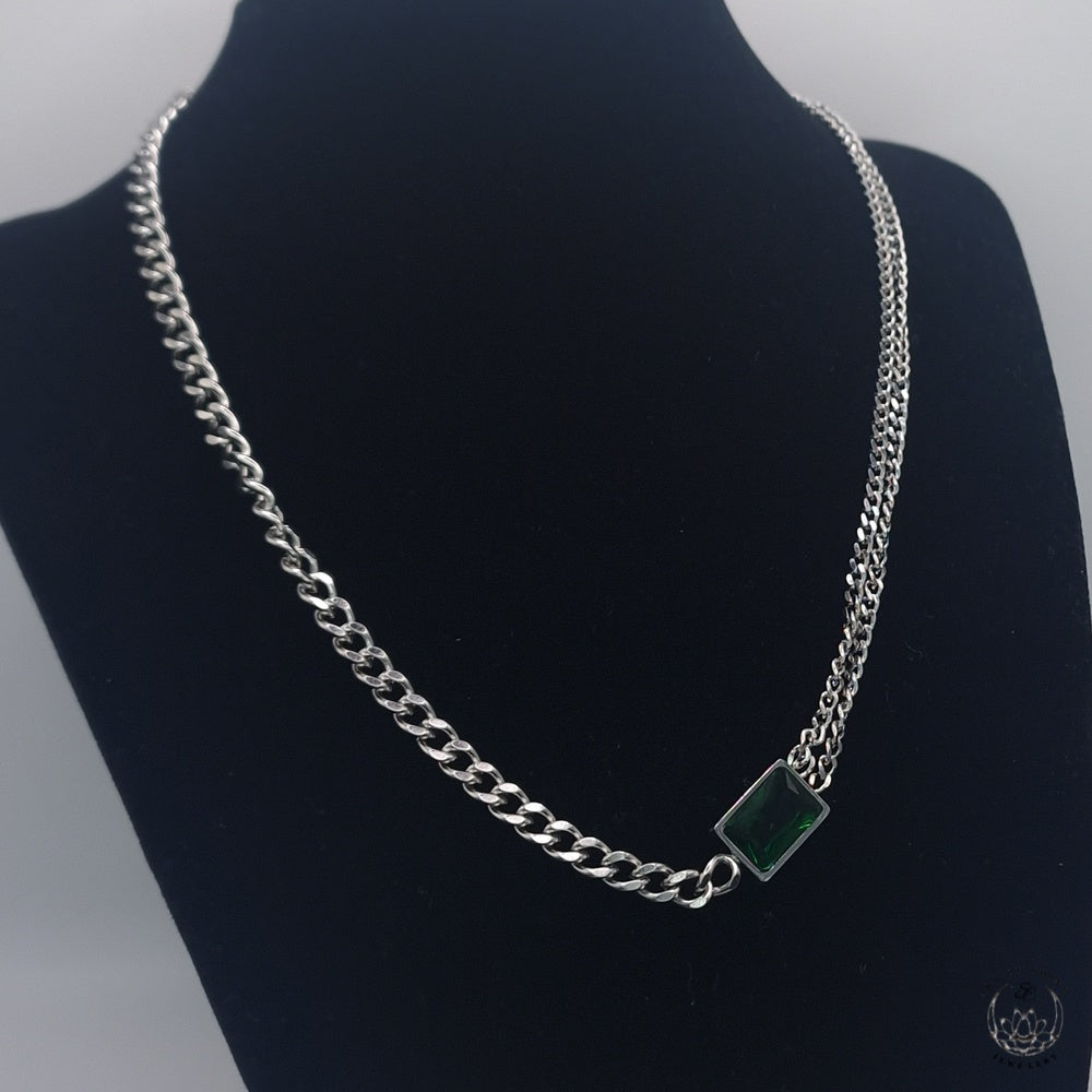 Double Chain Emerald Baguette Chain