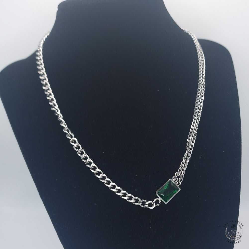 Double Chain Emerald Baguette Chain