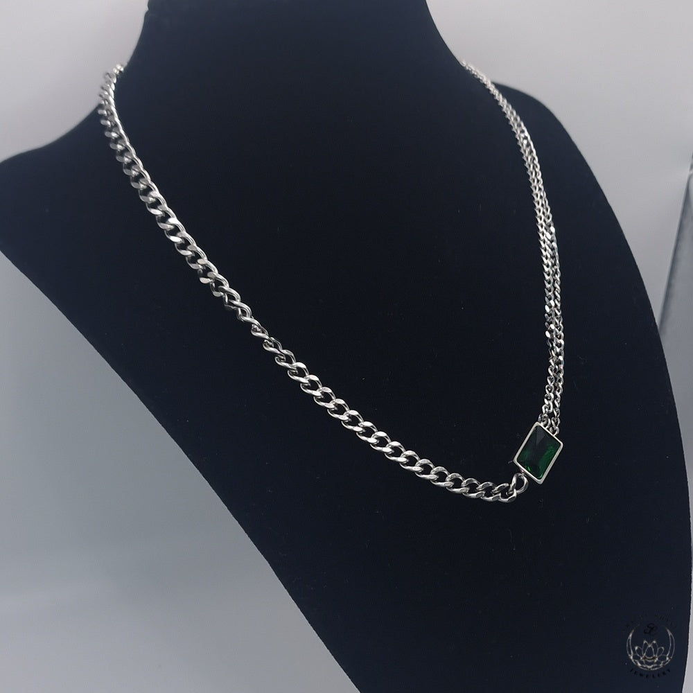 Double Chain Emerald Baguette Chain