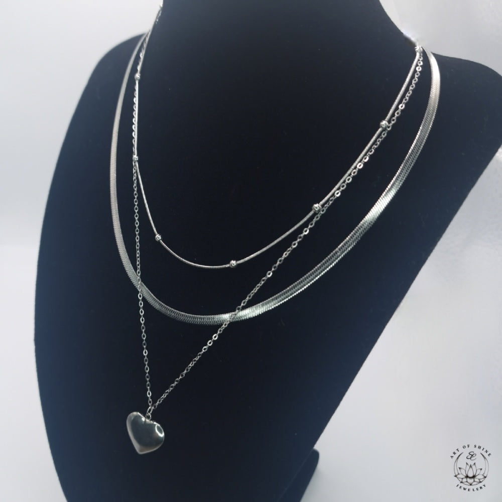 Triple Heart Snake Ball Necklace