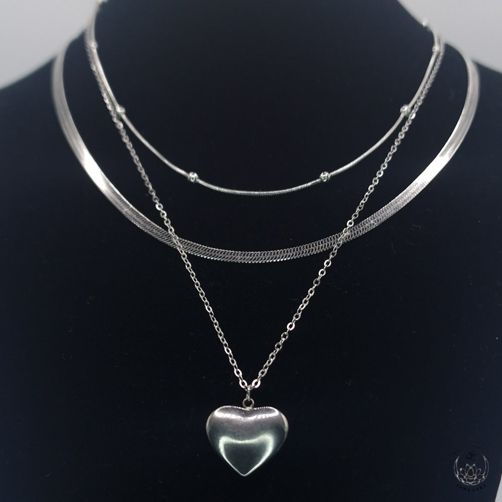 Triple Heart Snake Ball Necklace