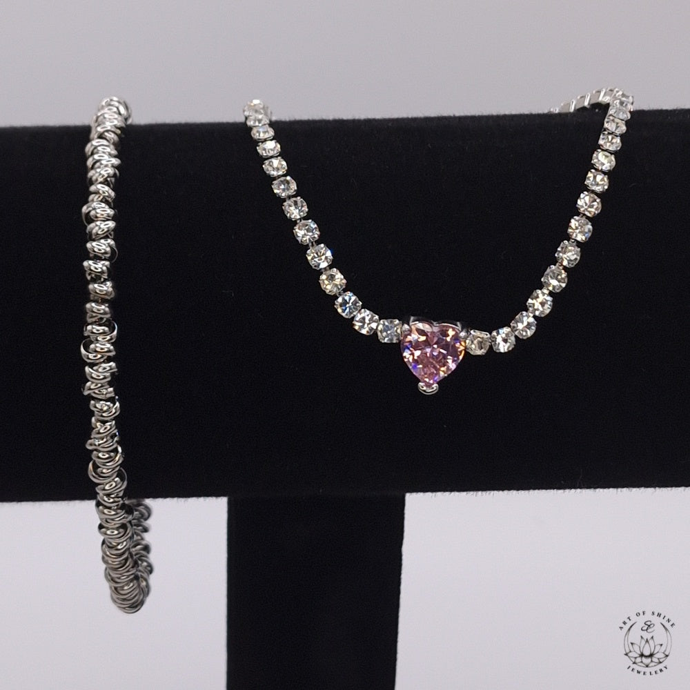 Tennis Bracelet with Zirconia Heart