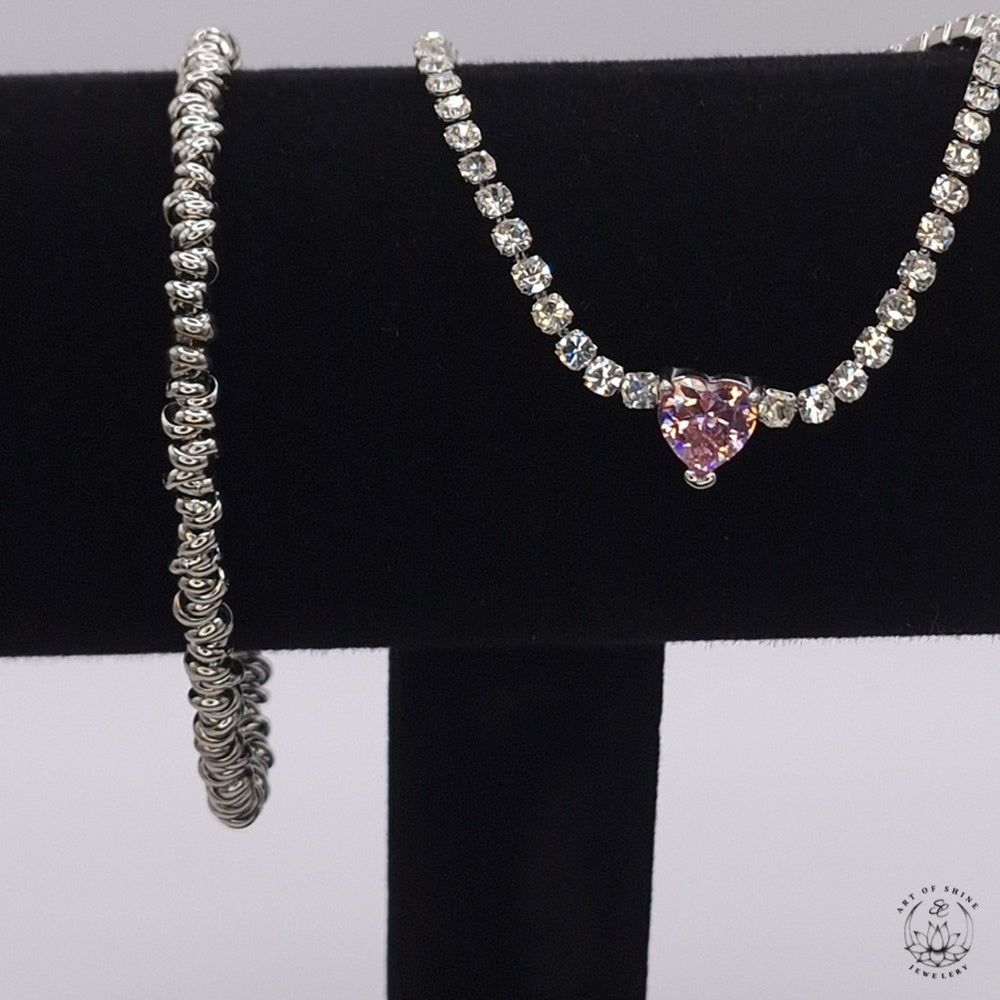 Tennis Bracelet with Zirconia Heart