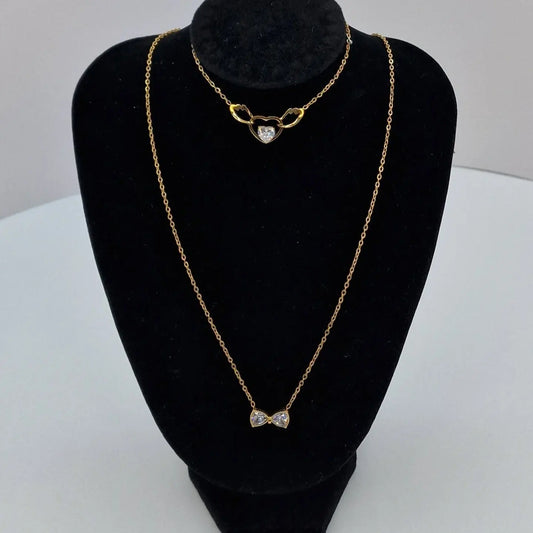 The Bow Necklace and Bracelet with Zircon Art of Shine