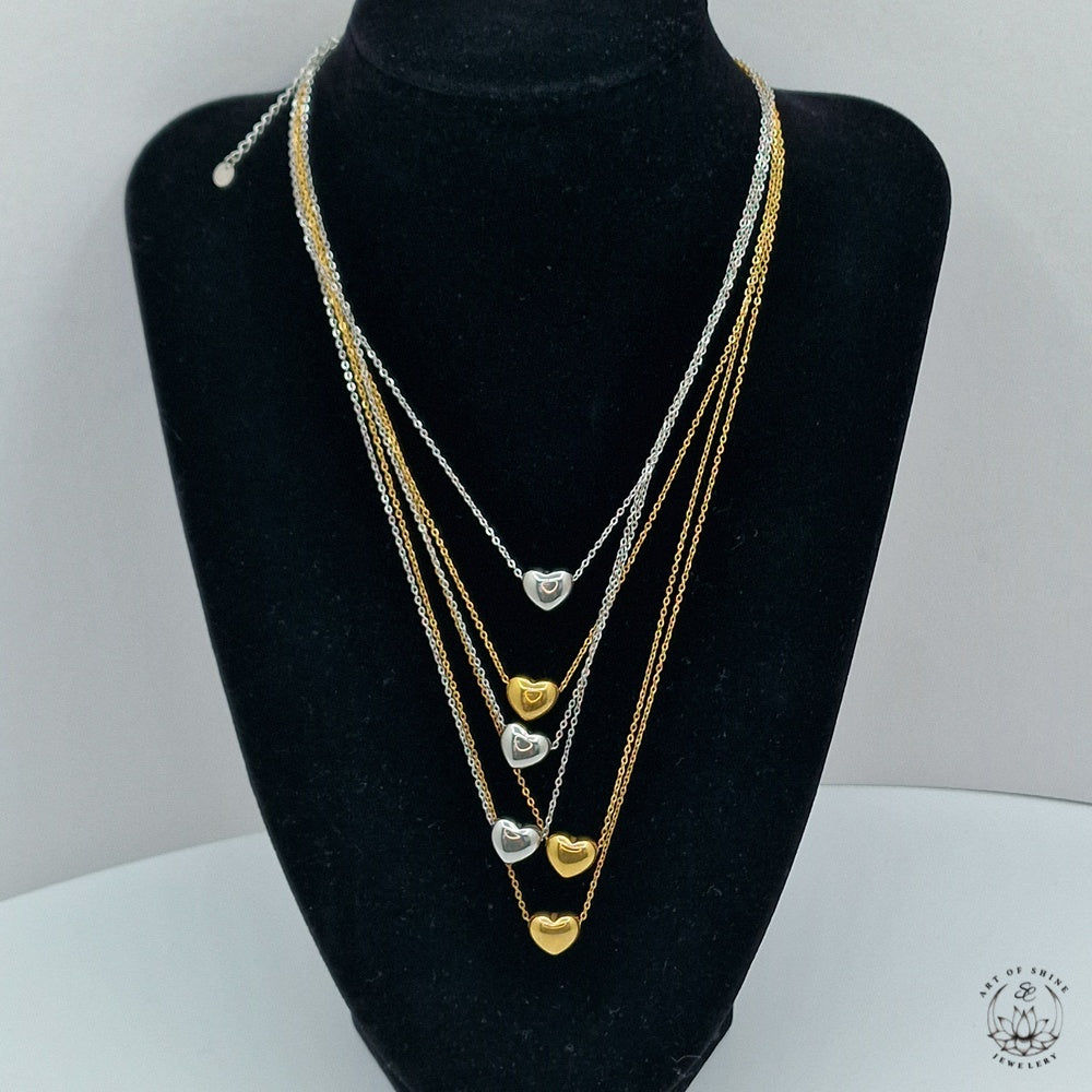 Triple Heart Wire Necklace