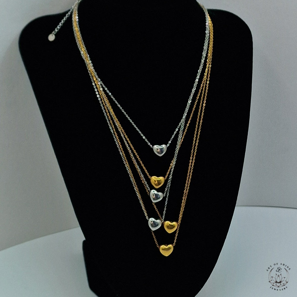 Triple Heart Wire Necklace