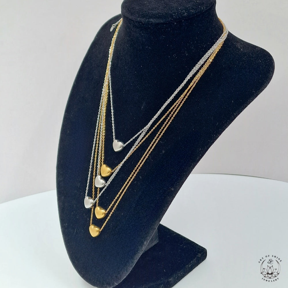 Triple Heart Wire Necklace