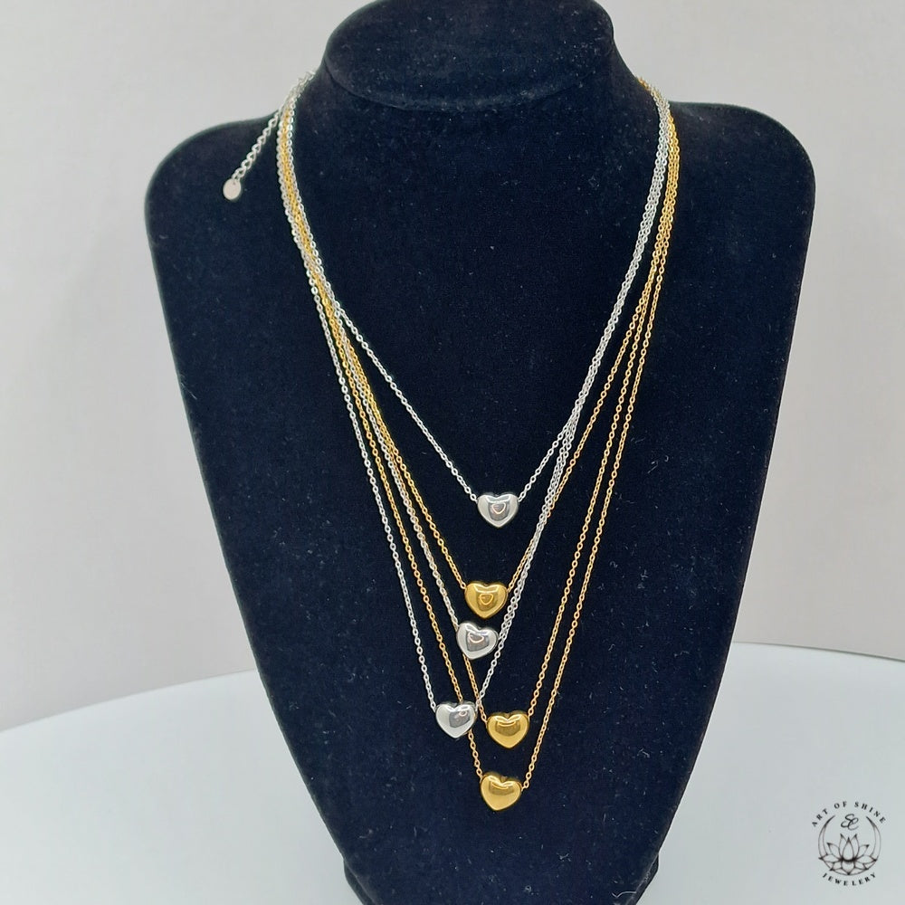 Triple Heart Wire Necklace