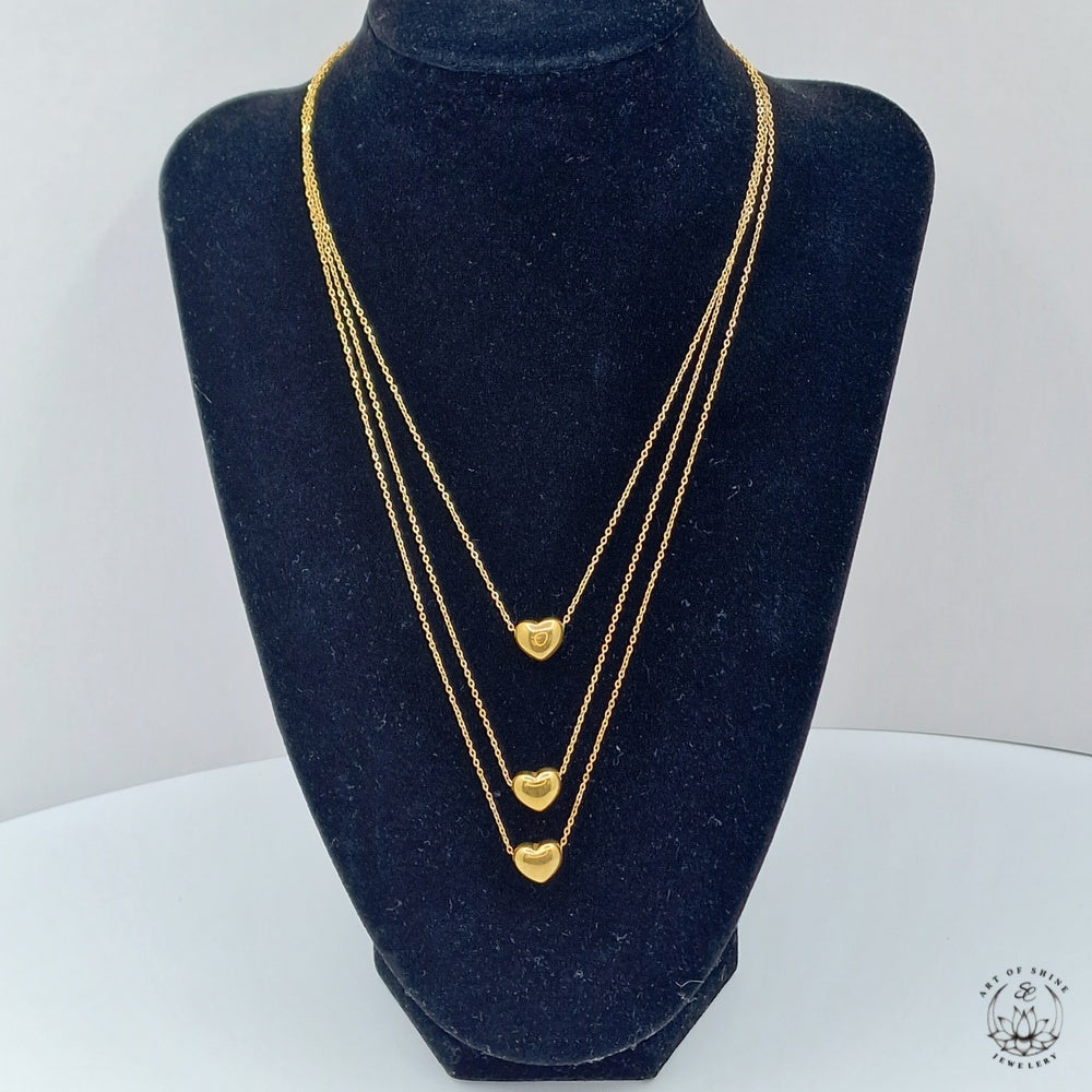 Triple Heart Wire Necklace