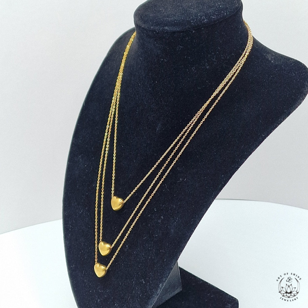 Triple Heart Wire Necklace