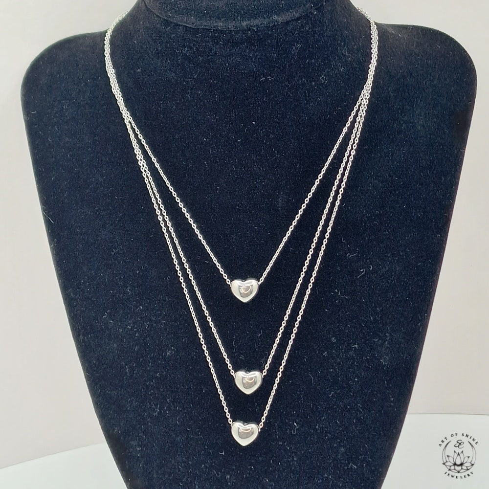 Triple Heart Wire Necklace