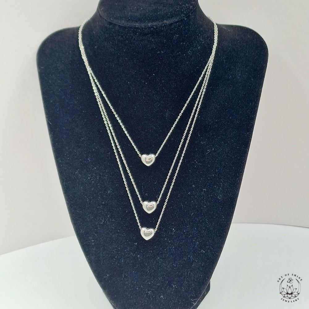 Triple Heart Wire Necklace