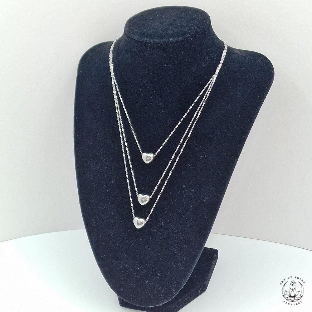 Triple Heart Wire Necklace