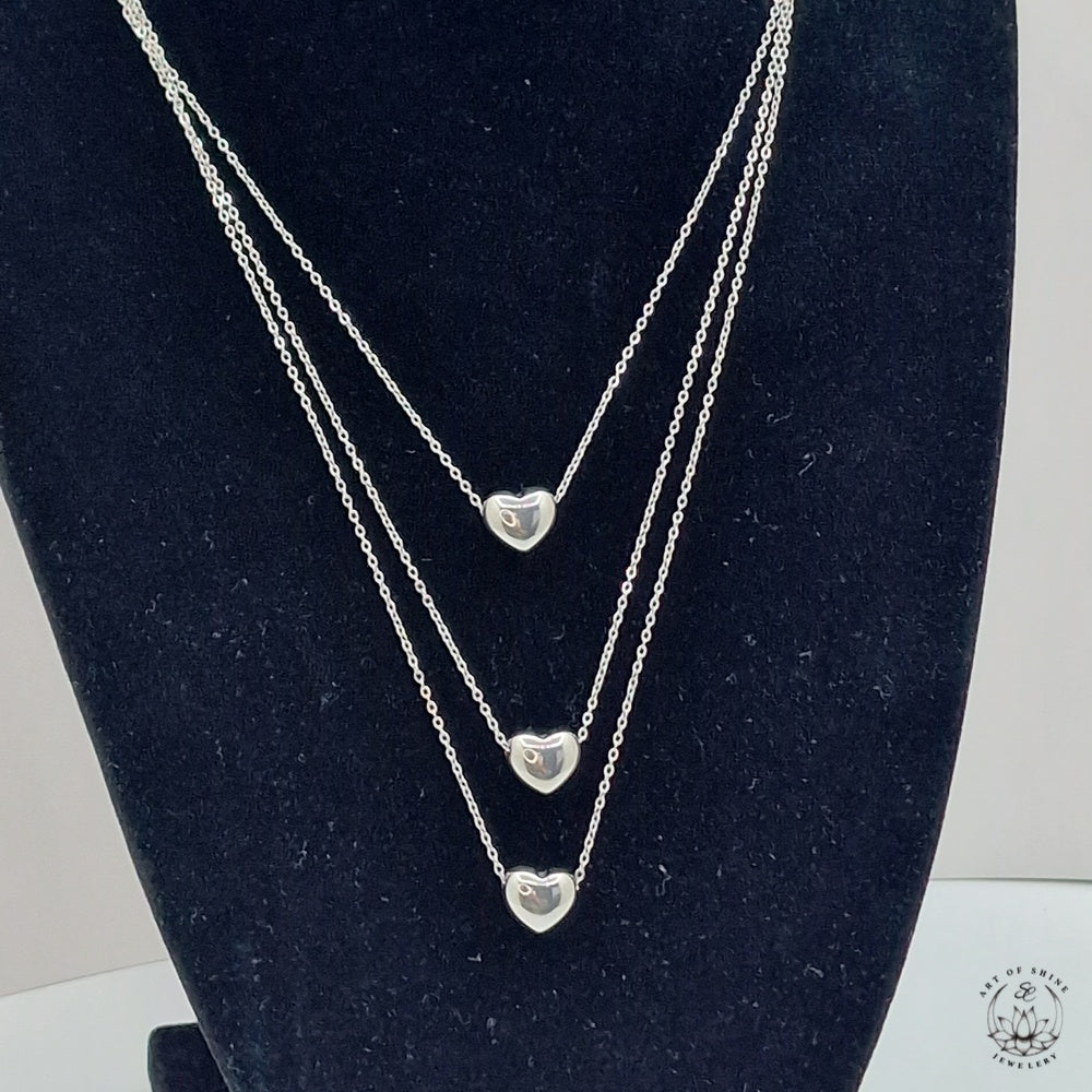 Triple Heart Wire Necklace