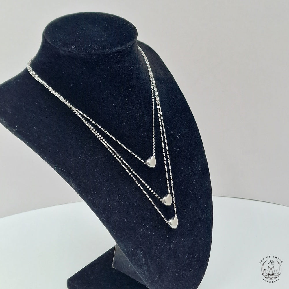 Triple Heart Wire Necklace