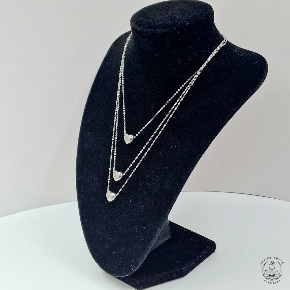 Triple Heart Wire Necklace