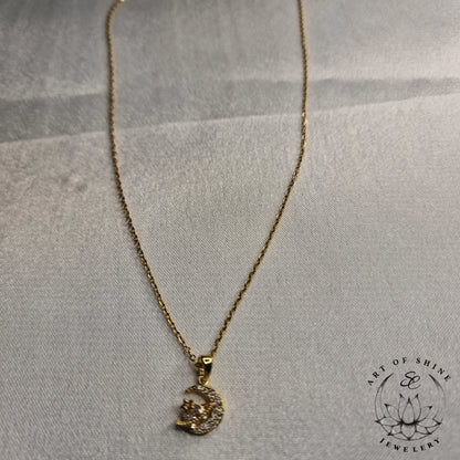 Planet and Star Zircon Necklace