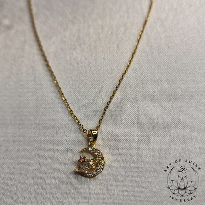 Planet and Star Zircon Necklace