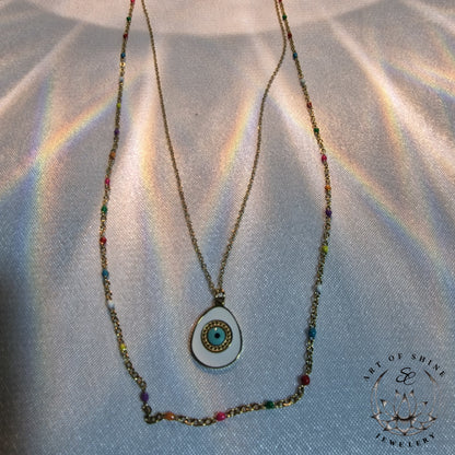 Greek Eye Double-Strand Necklace