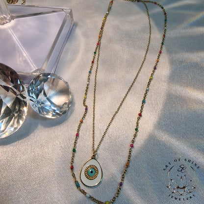 Greek Eye Double-Strand Necklace