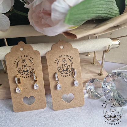 Elegant Zirconi Drop Hoops