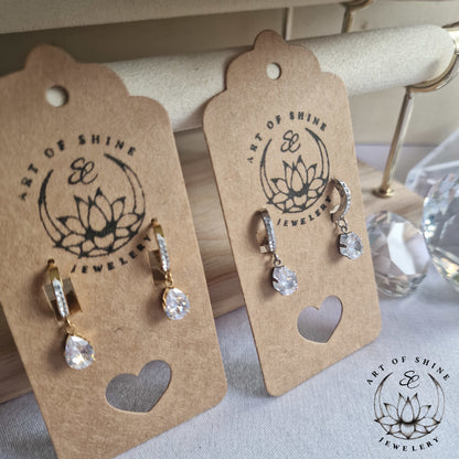 Elegant Zirconi Drop Hoops