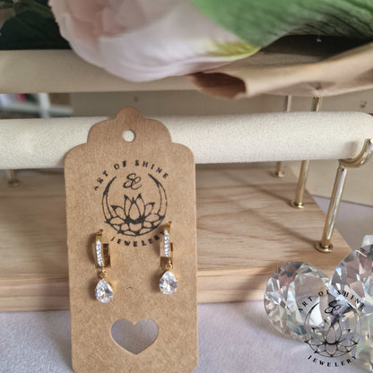 Elegant Zirconi Drop Hoops