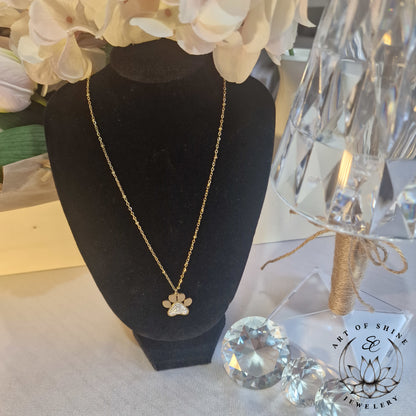 Paw Print Necklace with Zircons
