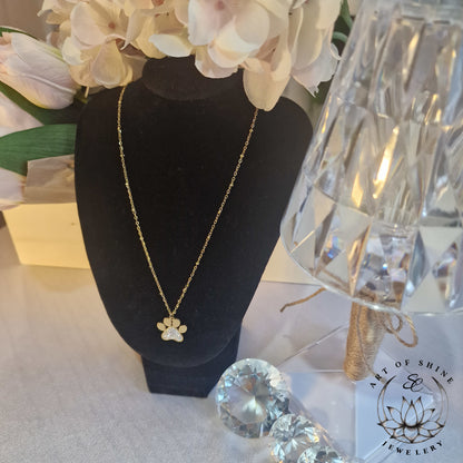 Paw Print Necklace with Zircons