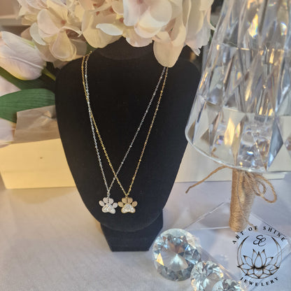 Paw Print Necklace with Zircons
