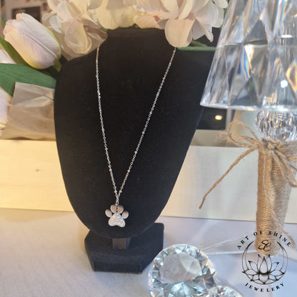 Paw Print Necklace with Zircons