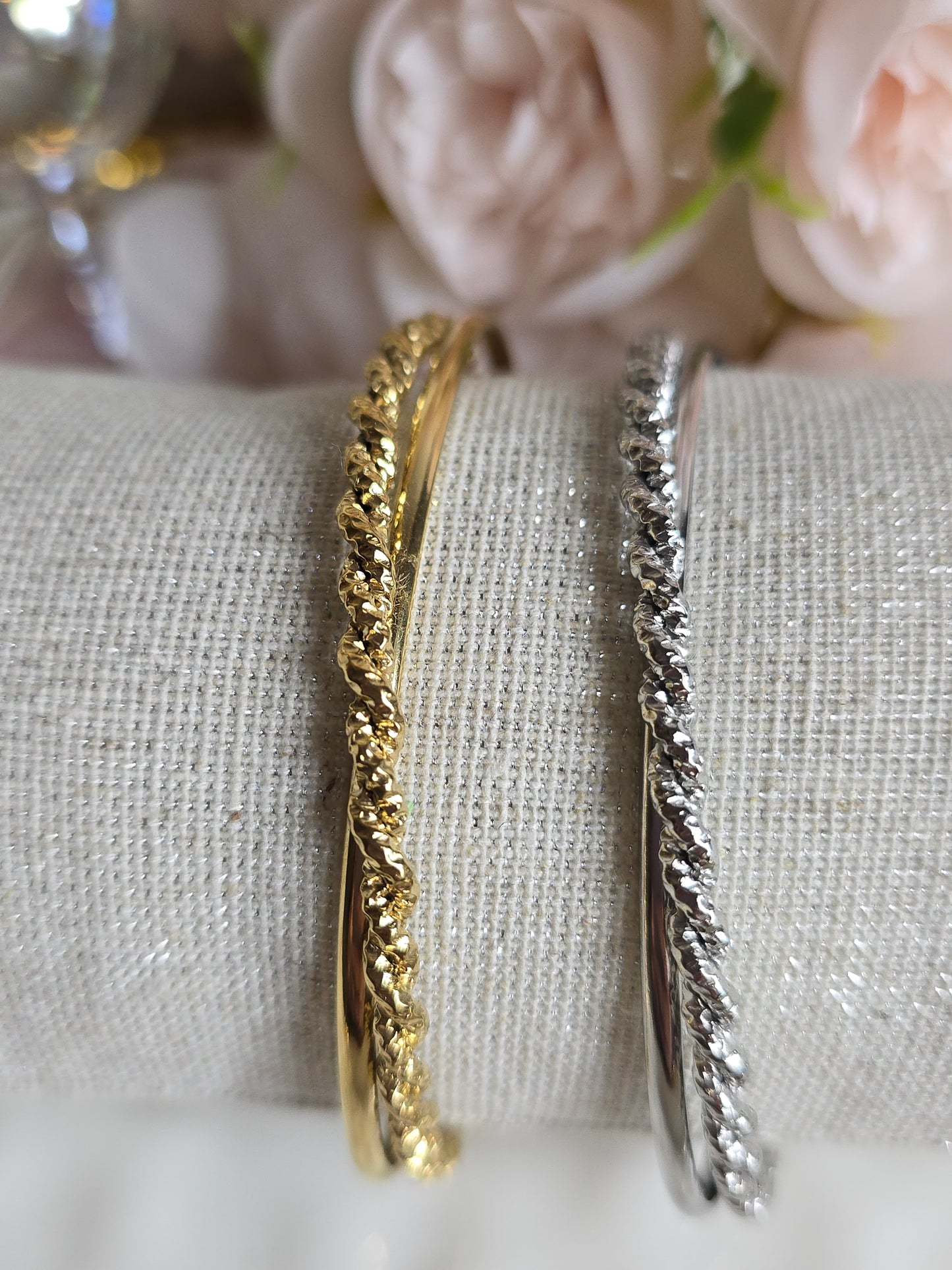 The Double Twisted Gold & Silver Tone Bangle