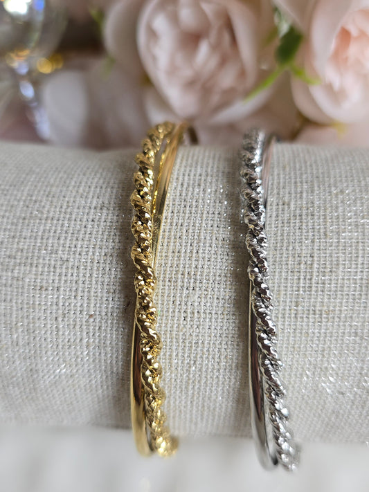 The Double Twisted Gold & Silver Tone Bangle