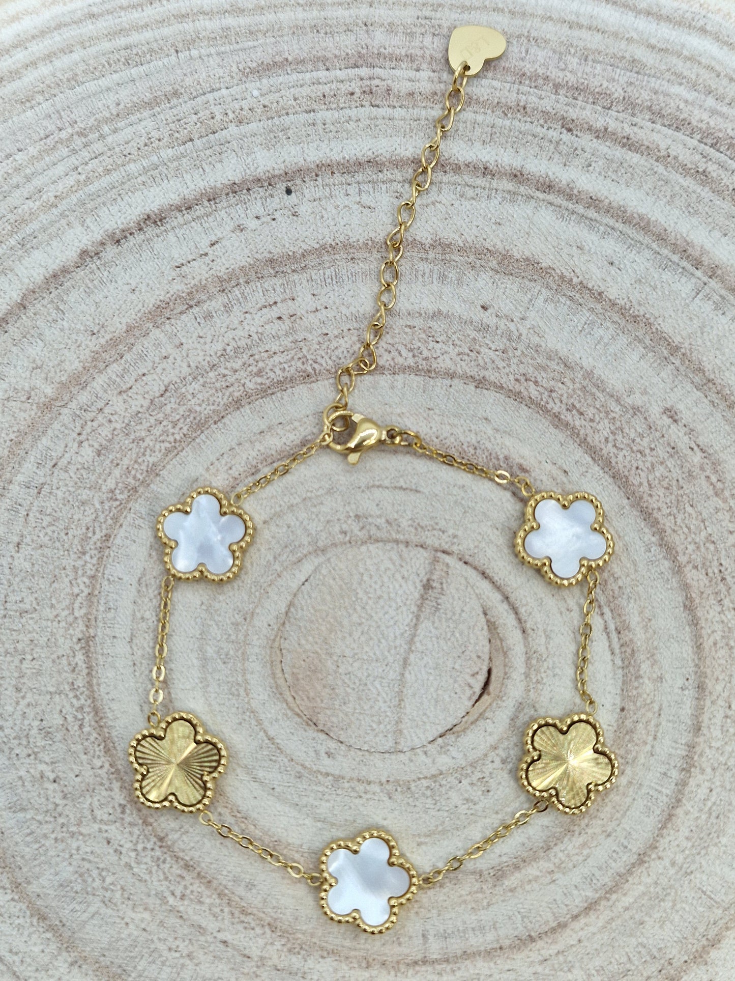 Fortune Cinquefoil Jewelry: Five Clover Bracelet - Monochrome & Gold Edition Art of Shine
