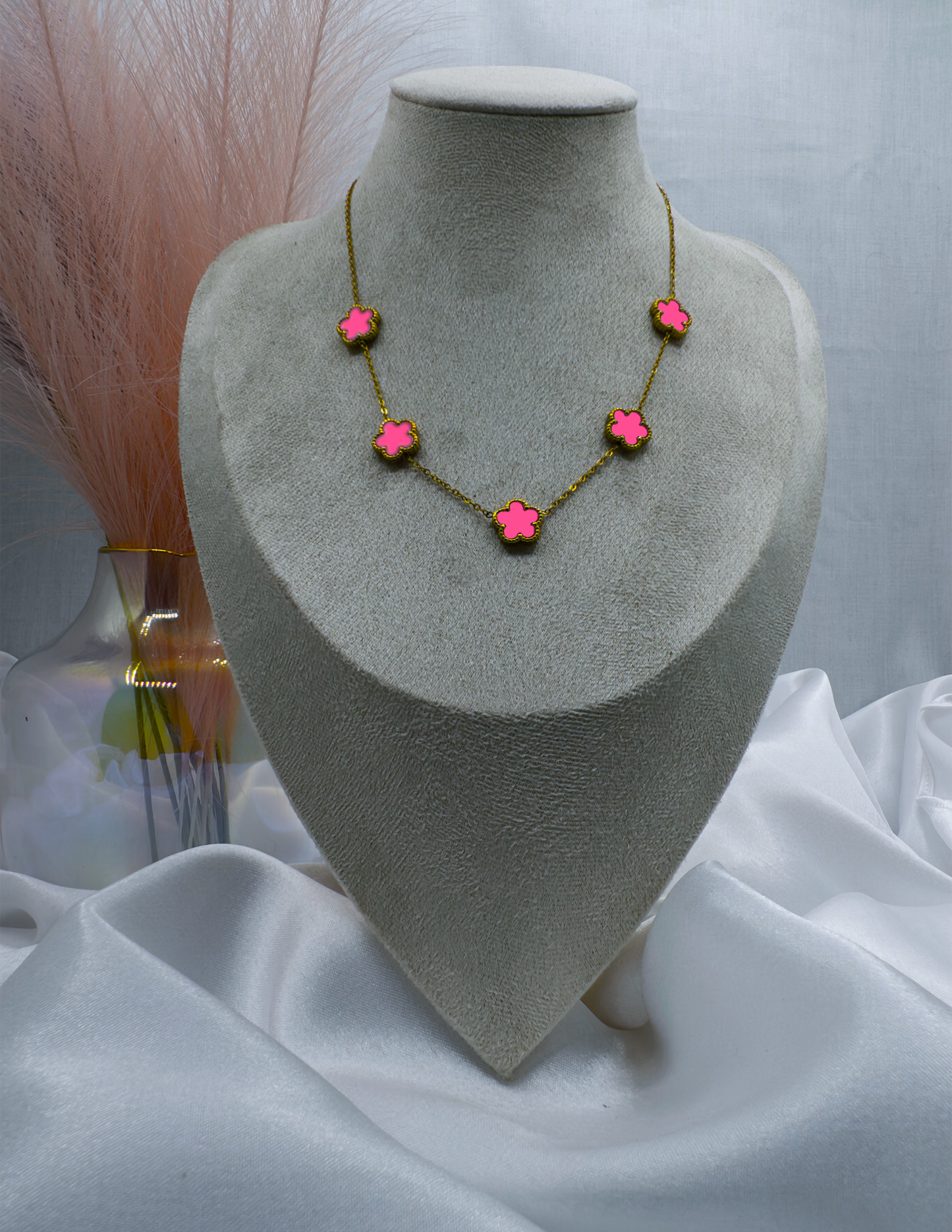 Fortune Quatrefoil Jewelry: Five Clover Necklace- Vibrant Edition Art of Shine