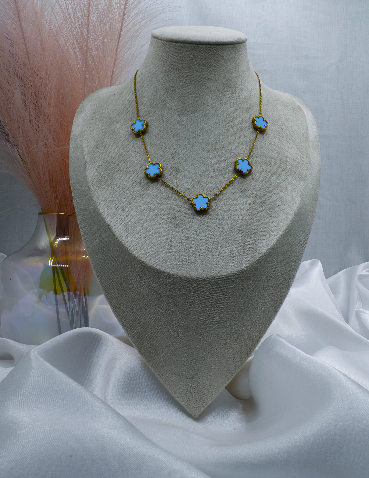 Fortune Quatrefoil Jewelry: Five Clover Necklace- Vibrant Edition Art of Shine