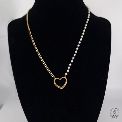 Half Pearl Half Chain Necklace