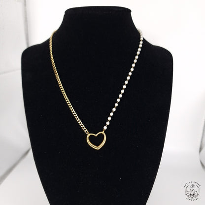 Half Pearl Half Chain Necklace