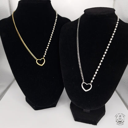 Half Pearl Half Chain Necklace