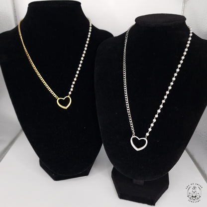 Half Pearl Half Chain Necklace