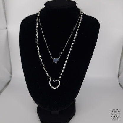 Half Pearl Half Chain Necklace
