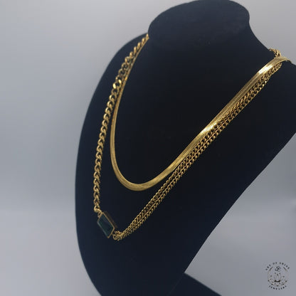 Double Chain Emerald Baguette Chain